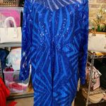 5 XL sparkling bling blue dress lined long sleeve laced knee Photo 0