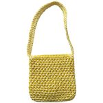 Macy's Vintage 60s Raffia Beaded Straw Bag Purse Italy MCM Yellow Photo 2