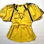 XOXO Sun Flower/Black Embroidered Belted Blouse Top Sz M Photo 9