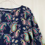 | The Talbots Tee Navy Paisley 3/4 Sleeve Shirt Cotton Womens Large Photo 1