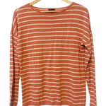 Talbots  Pink and White Striped Linen Blend Long Sleeve Lightweight Sweater Large Photo 0