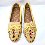 Minnetonka  Womens Sz 5.5 Leather Beaded Thunderbird Fringe Moccasin Loafers Photo 1