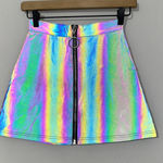 Dolls Kill CURRENT MOOD NIGHT SAVAGE SIGNALZ REFLECTIVE SKATER SKIRT NWOT SZ XS Photo 0