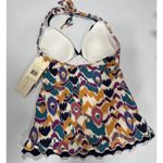 Gottex  PROFILE Tankini Top Size 8 Echo Halter Neck Multicolor Ruffled Hem Beach Photo 2