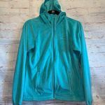 Columbia Sweater Womens Medium Teal Blue Hooded Fleece Teddy Bear Fuzzy Plush Photo 0