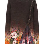Desigual Long Freya Turtleneck Tunic Sweater Knit Chiffon $122 M Photo 0