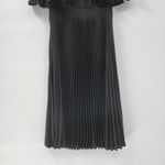 EXPRESS  Pleated‎ Dress Womens S Black Silky Satin Puffy Sleeve Smock Waist Flowy Photo 1