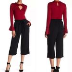 Adrianna Papell  Paperbag Black Crepe Culotte Pants Elastic Waist Tie Pleats Photo 1