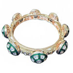 Gold Tone Bangle Bracelet with Green and Clear Stone Accents Photo 0