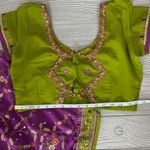 Handmade Beaded & sequin saree and cropped shirt Bollywood festival boho outfit sm purple Photo 6