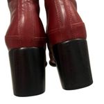 Connie Y2K Mid Calf Red/Maroon Leather Chunky Heel Boots Red Size 7 Photo 8