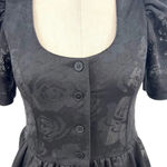 Kurt Lyle Malia Dress Black Lace Puff Sleeve Button Front Size Small Photo 4