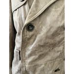 Vintage Beige Leather Distressed Double Breasted Blazer Jacket Missing Belt S Photo 4