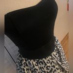 AQUA Strapless Cheetah Black Cocktail Dress Size Large Gold zipper lined Bubble
hem Photo 1