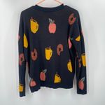 Ann Taylor LOFT Sweater Size Medium Apple Cider Donut Fall Orchard Novelty Print Photo 1