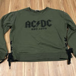 AC/DC  Graphic Army Green Sweatshirt with Tie Sleeve Detail Size Large Photo 0