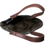 1990s Vintage Steel Gray Leather Tote Bag Hand Bag Photo 5