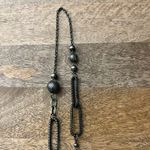 Target  long necklace metallic dark grey beaded chain links one size Photo 2