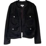 Carmen Marc Valvo Black Faux Suede Utility Jacket Large Photo 1