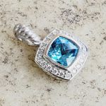 David Yurman Blue Topaz Diamonds Albion Pendant in Sterling Silver 925 Photo 0