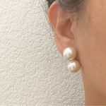 Vintage Japan Ivory White Double Faux Pearl Screw Back Non Photo 1