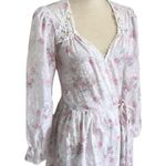 Vintage 80s Pinehurst Victorian Style Floral Cotton lingerie Robe Size S Pink Photo 4