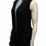 LOGO By Lori Goldstein  Women’s S Black Knit Pocket Side Sleeveless Open Cardigan Photo 2