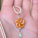 Handmade orange flower ceramic flower boho fairy cottage necklace🌼🧡 Photo 5