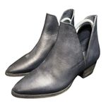 Free People  Charm Double V Navy‎ Blue Leather Ankle Boots Size 37.5 US 7 Photo 0