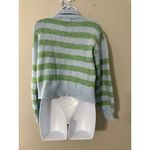 Little Lies Anthropologie Striped Collared Button Up Crop Sweater Knit Size S Blue Photo 4