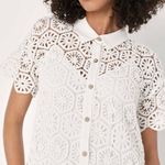 Lulus  Day Off Darling White Crochet Short Sleeve Shirt Dress Sz XL NWT Photo 5