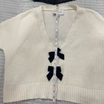 Pink Rose White‎ bow Cardigan sweater Size L White Photo 3