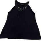 Willi Smith  szS black sleeveless top with bling around neck & band on bottom EUC Photo 0