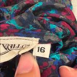 Vintage 1980s Printed Bow Neck Blouse Blue Size L Photo 3