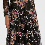 Mac Duggal NWT  Black Floral Embroidered Tea Length Dress Photo 1