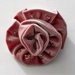 Free People  Blush Pink Velvet Rose Brooch 5 Pairs of Stud Earrings Cross Heart Photo 2