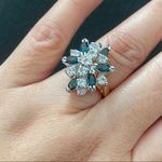 Fine Quality Cocktail Blue/Clear Cluster Ring Size 6 Photo 4