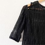 IRO  Camille Cold Shoulder Crochet Mesh Knit Blouse in Black Photo 3
