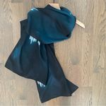 Anthropologie Anthro Vintage Hand-Dyed Oblong Silk Scarf Dark Turquoise White 14.5"w x 77"l Photo 0