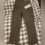 BOODY Active High Waist 3/4 Leggings Womens sz XS Olive Organic Cotton Blend EUC Green Photo 13