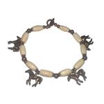 Vintage Beaded Metal Horse Bracelet Bronze Charm Jewelry Brown Photo 2
