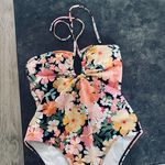 One Piece Women's Halter Keyhole Bandeau  Swimsuit - Shade & Shore Multi Floral Photo 6