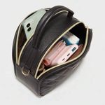 Quilted Square Bag Metal Decor PU Black Zipper Photo 2