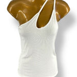 Enza Costa White Ribbed Asymmetrical Strap Tank Top Made in USA Size M Size M Photo 0