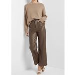 Anthropologie MAEVE x  Colette Cropped Wide Leg Faux Leather Pants, Moss, 33T Photo 1