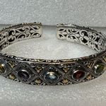 Sterling Silver Robert Manse 18K & 925 Multicolor Gemstone Cuff Bangle Bracelet Photo 2