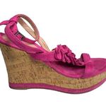 Pierre Cardin Vintage 90s: π Embellished Suede Cork Platform Heels π Pink Photo 0