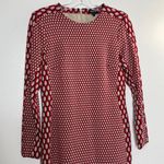 Worth New York Crew Neck Long Sleeve Red Black Tan Houndstooth Print Dress Sz 6 Photo 2
