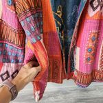 Flashback Art to Wear REVERSIBLE Colorful Floral Festival Jacket Boho Patchwork Blue Size M Photo 16