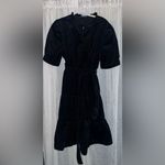 Draper James  RSVP Button Front tiered belted black Corduroy Dress Large Photo 1